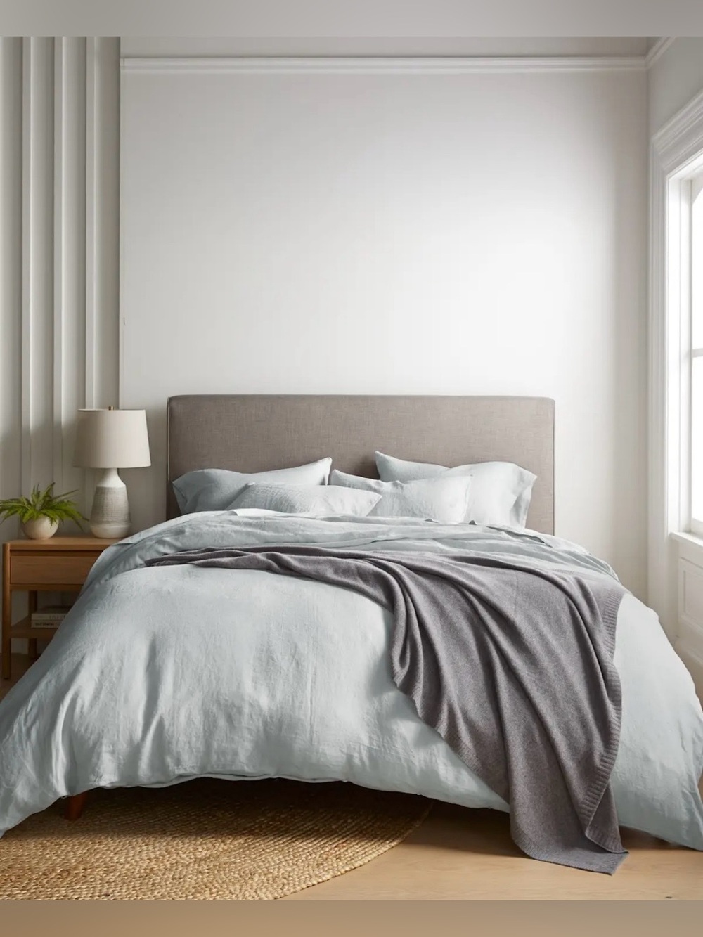 Quince European Linen Duvet Cover Set w/ Shams Full/Queen Mist MSRP $260 NWOT